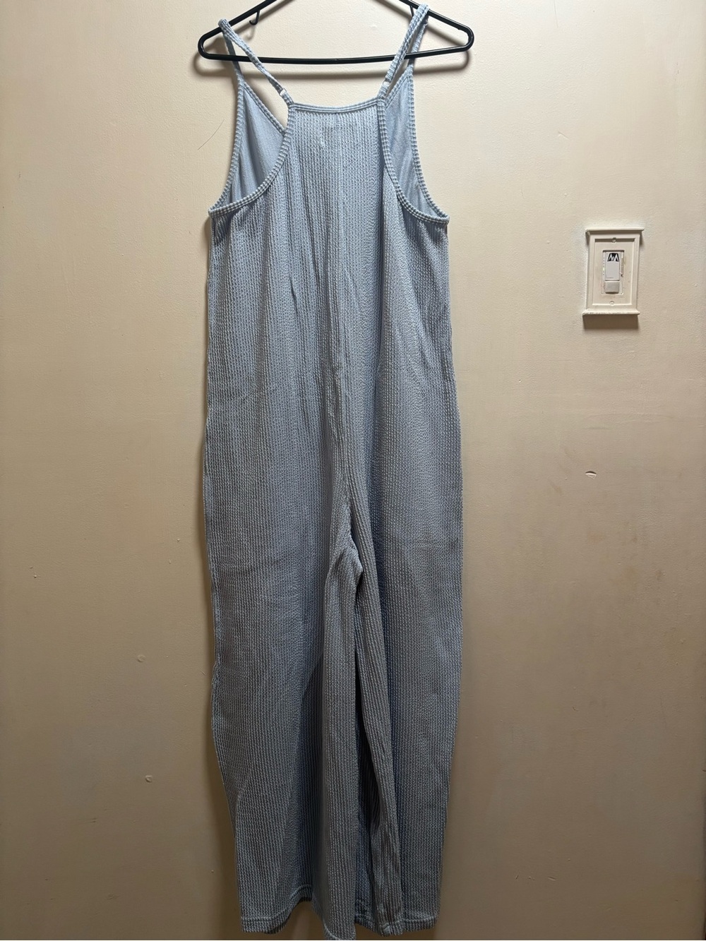 Simply Southern Pale Blue Ribbed Wide-Leg Jumpsuit